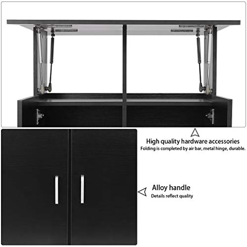 Wotryit Dining Room Table - Black Kitchen Cart - Kitchen Island Trolley Cart Wooden Cabinet with Spice Rack and Locker - 31.5x31.5x31.1 in - Thumbnail 4