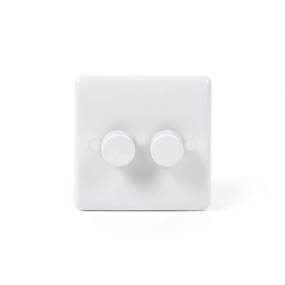 Lieber White Silk 2 Gang 2 Way Intelligent Dimmer 150W Led (300W Halogen/Incandescent) - Curved Edge