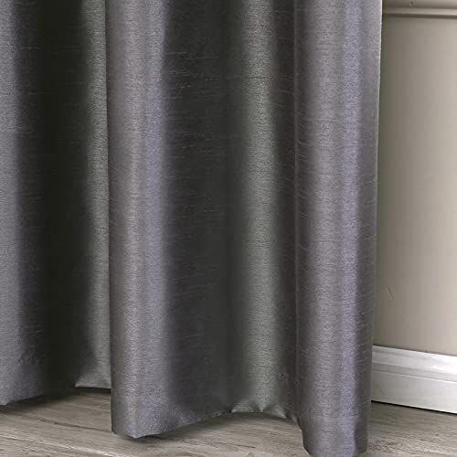 Image of GYROHOME Faux Silk Blackout Curtains with Black Liner, Solid Window Treatment Drapes for Bedroom Living Room, Thermal Insulated Ring Top (2Panels, 66x90inch,Grey)