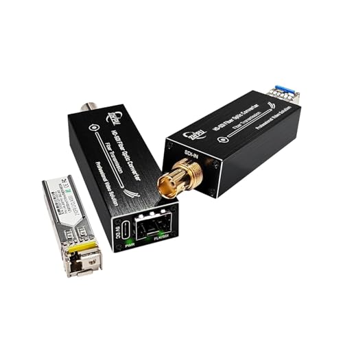 Image of HD-SDI to Fiber Converter Kit, Uncompressed 1080P Video Extender for Security Camera CCTV up to 12.4 Miles, with SFP Module Compatibility & Type-C Power, Single-Mode SMF, a Pair