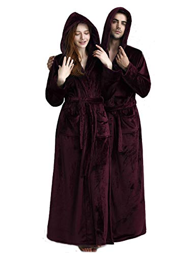 iCREAT Womens Long Hooded Bathrobe Fleece Full Length Bathrobe with Hood Winter Sleepwear4
