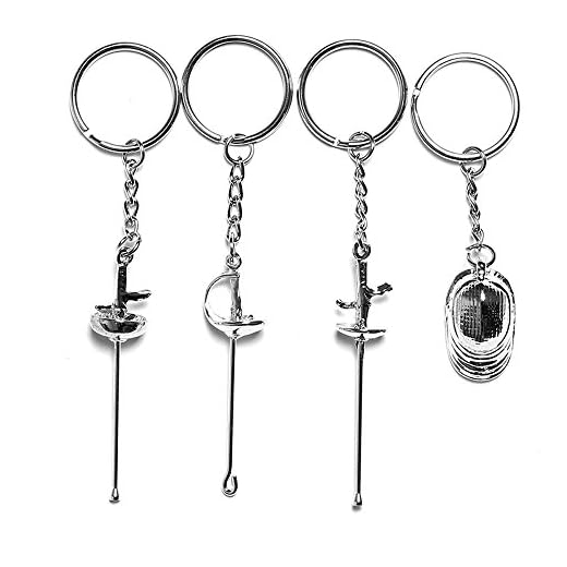 LEONARK Regalo Personalizado para esgrimista - Presente para Sabre Epee y Foil Fencer - Llavero de Recuerdo para Colgante para Aficionados al esgrima (Plata)