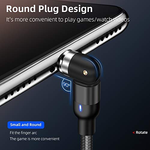 Magnetic Charging Cable 2.4A,【4Pack】1.64 ft x 1 + 3.3ft x 2+ 6.6ft x 1,3-in-1,540° Rotating Heads.Magnetic Charging Cable,Magnetic Phone Charger Cable.Micro USB,Type C Cable,i-Product compatible