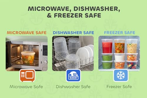 Image of 144 Sets Plastic Food Storage Deli Containers w / Lids 16oz Pint, 32oz Quart