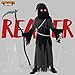 Spooktacular Creations Glowing Eyes Grim Reaper Costume for Kids, Halloween Costume for Boys, Halloween, Dress-up Party