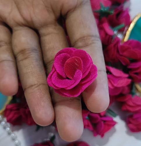Image of VRB DecTM 50 Pcs Artificial Fabric Rose Fake Flowers Water Floating Flowers,Festival and Events, Home, Table, Bedroom, Pooja Room Decoration Items and DIY. (Dark Pink)