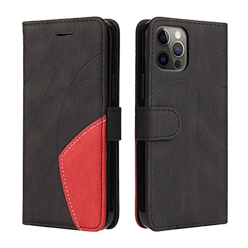 SHUNDA Capa para Apple iPhone 12 Pro Max, capa carteira de couro sintético [recurso de suporte] com