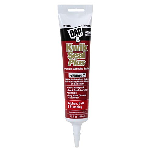 DAP Products-DP18526 KWIK Seal Plus Premium Adhesive Sealant with MICROBAN, White, 5.5 Fl Oz (1010396)