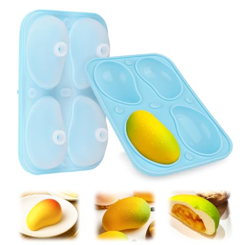 Palksky Mango Silicone Molds 1Pack 4 Cavity 3D Fruit Pastry Molds for Chocolate Candy Ice Cream Pudding Jelly Bakeware Mousse Cakes Baking Supplies