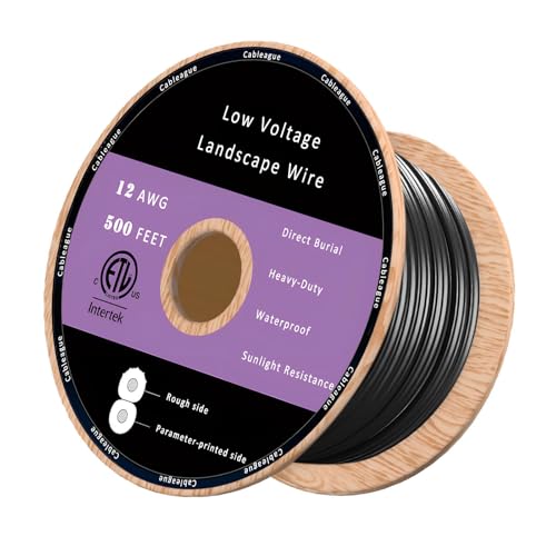 Cableague 12/2 Low Voltage Landscape Lighting Wire 500ft 12AWG*2 Conductor Waterproof Pure Copper Outdoor Direct Burial 500 feet Black
