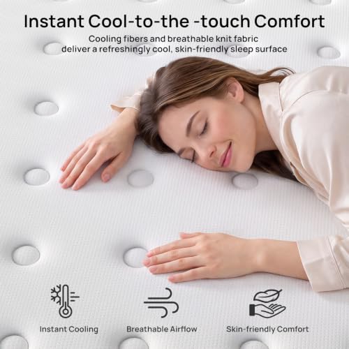 Image of Medium Firm Full Mattress for Pain and Pressure Relief, 10 inch Hybrid Mattress with Extra Back and Lumbar Support, Fiberglass Free, 365 Nights Trial