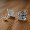 5MM MENS Princess Cut/Square Simulated Diamond Cubic Zirconia (CZ) Sterling Silver Stud Earring/Ear Stud for Men Boys Unisex - White/Clear (Small) Single Stud - Beckham Style #3