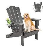 HUEZOE Folding Adirondack Chairs, Adirondack Chair Plastic, HDPE All-Weather Folding Adirondack Chai