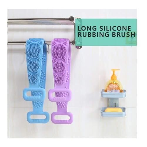 Image of KIMEE Silicone Body Back Scrubber, Double Side Bathing Brush for Skin Deep Cleaning Massage, Dead Skin Removal Exfoliating Belt for Shower, Body Brush for Bathing (Multi Color)
