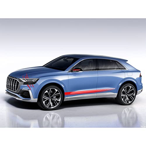 Ramuel Universal Car Auto Body Side Decals Racing Stripe Side Door Sticker Strip Vinyl Decoration Cars Accessories With Rearview Mirror Sticker, Claw Scratch Marks Headlight Decals (Red) #TOP5