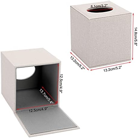 BTSKY Linen Household Office Cube Tissue Paper Holder Square Tissue Box Cover Case Napkin Holder (Beige)
