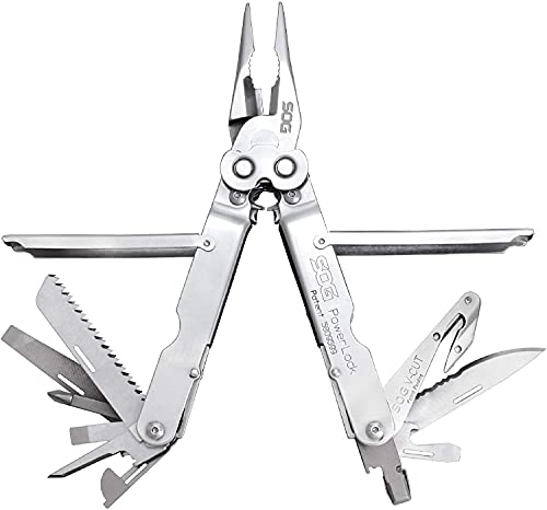 SOG Multitool - Powerlock Heavy Duty Multitool Pliers, Electrician Wire Cutter Multi Tool w/Ballistic Nylon Multitool Sheath with Clip (S62N-CP)