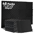 Focusound 48 Pack Sound Proof Foam Panels, 1" x 12" x 12" Acoustic Foam Panels for Wall High Density Soundproofing Wedge Panels for Studio Office Game Room