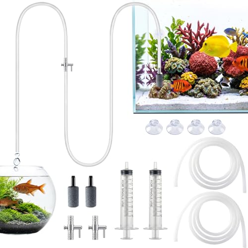 EcoBrisa Drip Acclimation Kit for Saltwater and Freshwater Aquariums Fish Tanks Adjustable Precision Slow Drip System to Reduce Stress Safe Transition Adjust for Shrimp Coral and New Fish (1 Set)