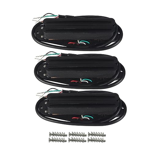 FLEOR Ceramic Hot Rail Single Coil Size Humbucker Pickups Set Neck/Middle/Bridge Pickup for ST Style Electric Guitar Full Black