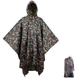 3 en 1 Poncho Impermeable Multiusos, Ligero y de S...: [ Mejora del Material ] la versión mejorada de la tela de poliéster de tejido liso reemplaza la vieja tela de poliéster de cuadros cuadrados, lo que hace que el poncho sea más resistente al agua y duradero. El Capucha agrandado permite más espacio. [...