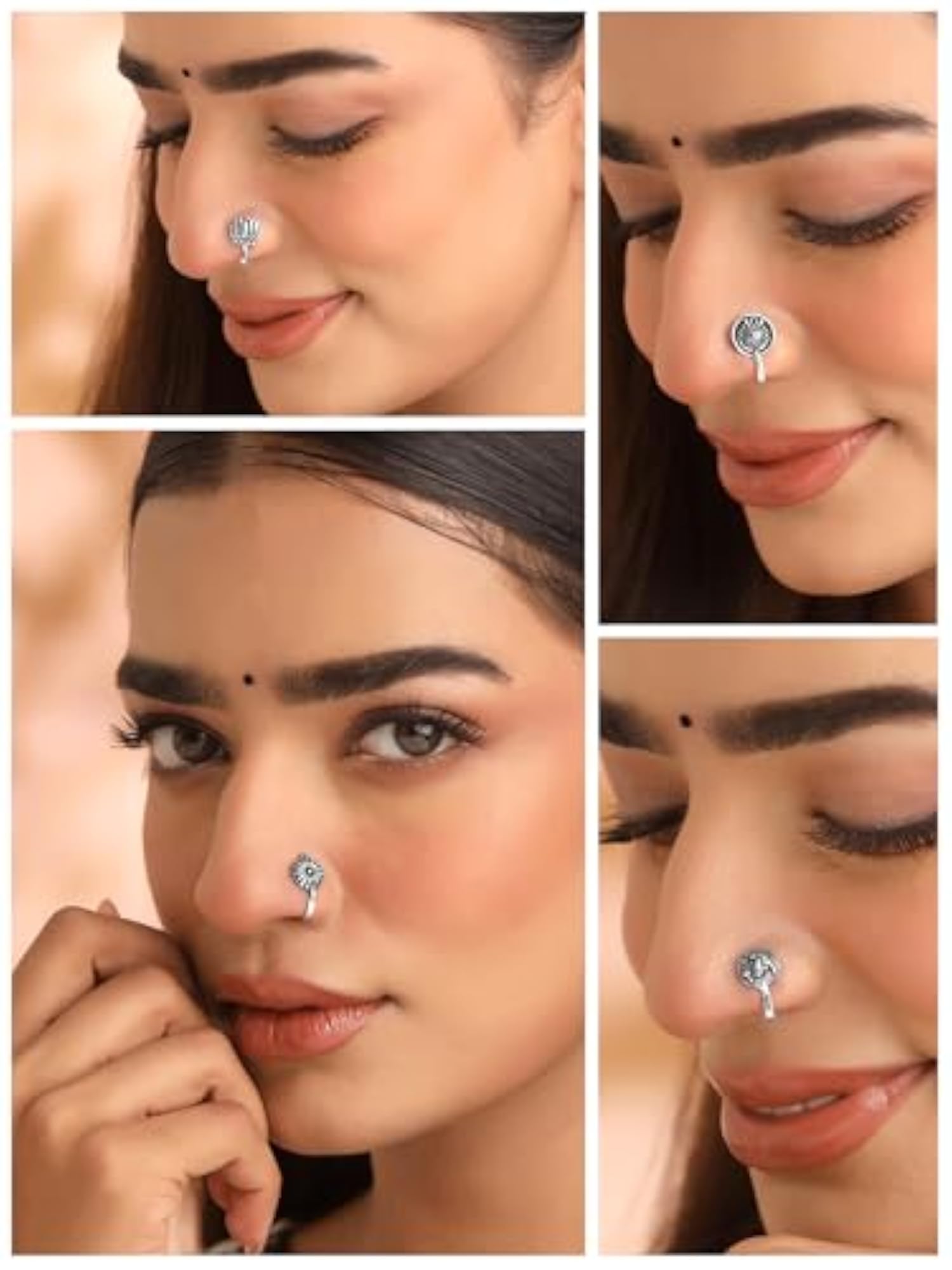 Classic Non-Piercing Nose Ring Combo Set, Oxidized Design