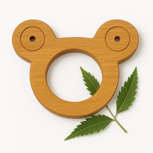 Image of Shark Doo Doo Neem Wood Baby Teether (Mickey Mouse) | Organic & Handcrafted | Chemical-Free, Antibacterial Teething Toy for Babies