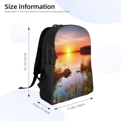 Mochila para senderismo unisex con paisaje al atardecer impermeable miniatura 4