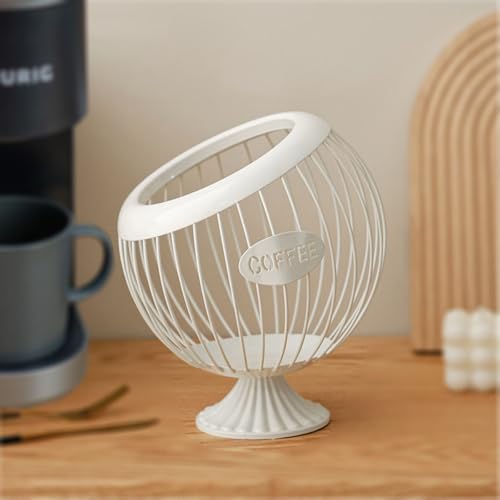 INSARYSTO Coffee Pod Holder, K Cup Holder for Counter, coffee holder container?Large Capacity K Cup organizer and Espresso Pod Organizer for Countertop, Metal Coffee Pods Storage Organizer (white)