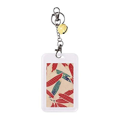 Étui de protection carte de crédit motif ukiyoe japonais rouge bleu avec cloche jaune
