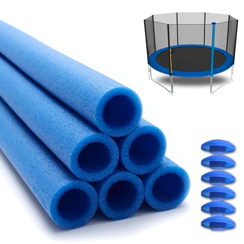 12x Trampolin Schaumstoff Rohre Polster 92cm - Stangenschutz für 6 Stangen Sicherheitsnetz inkl. Kappen – Wetterfest & Stoßdämpfend Made in EU