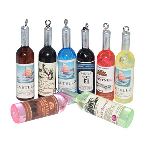 AMOBESTER Colourful Miniature Wine Bottles Dollhouse Kitchen Accessories 8Psc