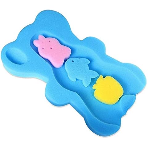 UNAOIWN Baby Bath Sponge Infant Bath Cushion Comfy Anti Bacterial and Skid Proof Bathing Mat (Blue) Cover