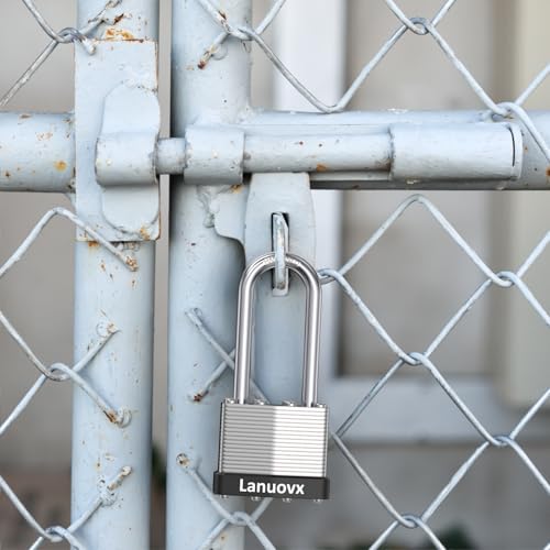 Image of 4 Pack Heavy Duty Padlock,High Security Laminated Padlocks with 8 Keys 1-9 /16 inch 40MM Long Shackle Keyed Alike Padlocks for Sheds, Gates, Fences, Toolbox, Outdoor and Indoor Use