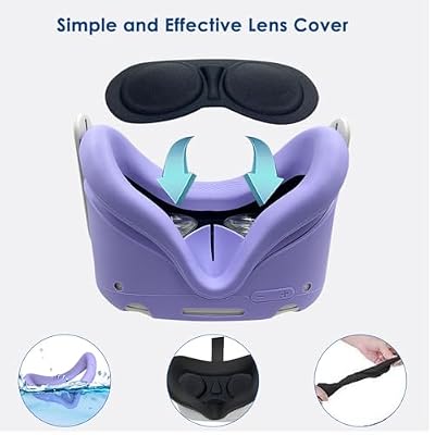 Silicone Cover Set Compatible with Oculus/Meta Quest 2 Accessories,Includes Controller Grips Button Caps & Face Cover, Shell Cover, Lens Cover, for Quest 2_Purple