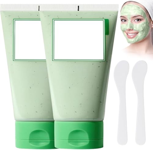 Mascarilla Limpiadora de Arcilla de Tomate Verde, Mascarilla de Arcilla de Tomate Verde con Extracto para Limpiar los Poros, Elimina el Sebo y los Poros Obstruidos, Exfoliante (2pc)