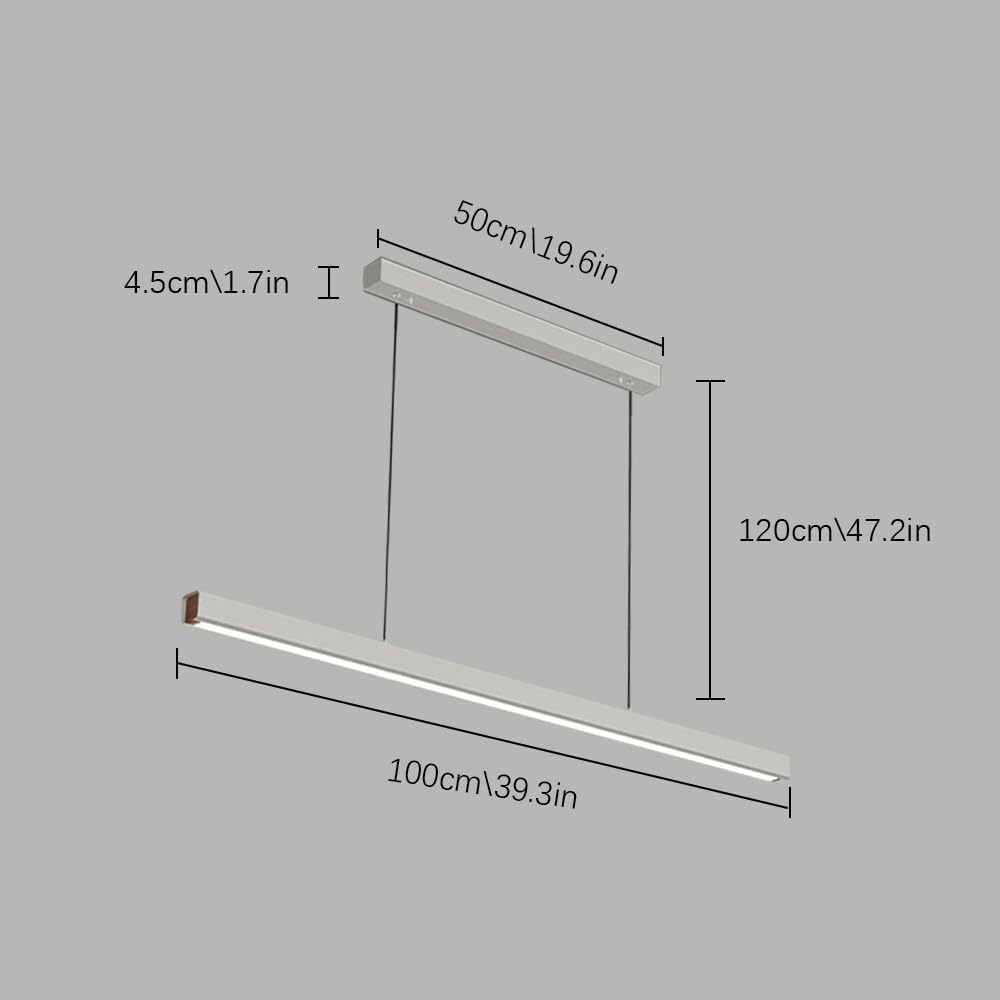 Nowoczesna minimalistyczna liniowa lampa wisząca LED, możliwość przyciemniania, 3000k-6000k, z pilotem, do jadalni, kuchni, na wyspę, do wejścia, garażu, stołu bilardowego (ciemna, 80 cm)