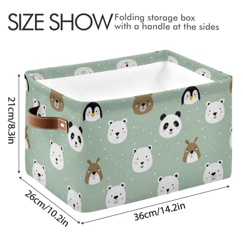 Image of Aslsiy Storage Basket Polar Bear Panda Penguin Cute Face Nursery Bins Baby Canvas Box Clothes Shelf Basket Laundry Hampers 2 Pcs