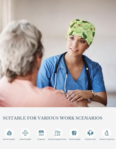 Image of Scrub Caps for Women with Buttons, Classic Surgical Caps | Double-Sided Printed, Adjustable,Long Hours, Sweatbands, Fabric Help Reduce Static Buildup