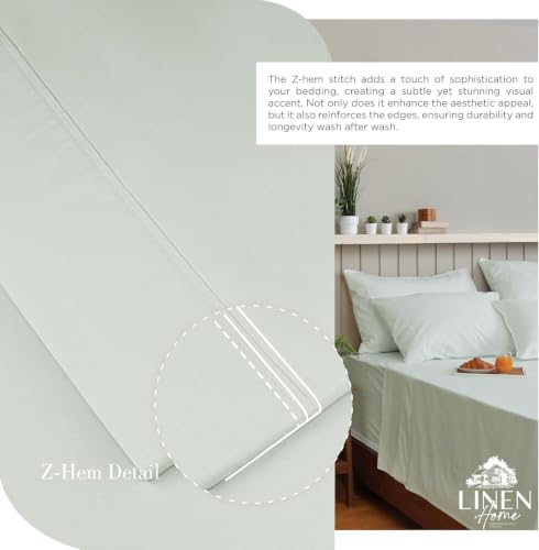 Image of Linen Home 2-Pack Queen Sheet Set, 100% Cotton Percale Bedding, 8-Piece Value Bundle, Deep Pocket Cooling Bed Sheets for Hot Sleepers, Breathable & Crisp Hotel Quality, Long-Staple Cotton, Dove Grey