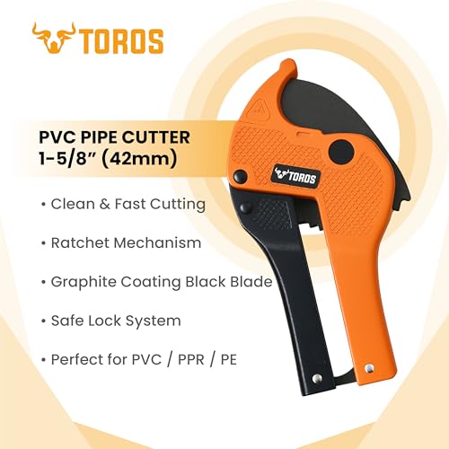Image of Toros PVC Pipe Cutter TPC-301D 42MM,Premium High-Quality Manganese Blade with Graphite Coating and Aluminum Alloy Body || Suitable for PVC Pipes, Rubber Hoses and Plumbing Pipes CutterBLADE