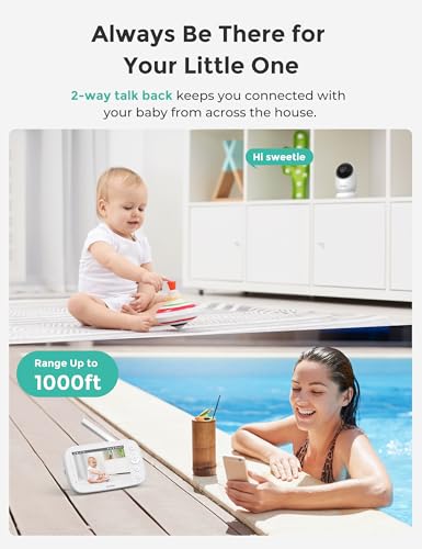 Image of Dr.Care NovaView Video Baby Monitor - 5 inch 1080P Split Screen Display, 5000mAh Battery, Clear Night Vision, Real-Time /VOX, 2X /4X Zoom, 1000ft Range, 2-Way Audio, Pan & Tilt, No WiFi Baby Camera