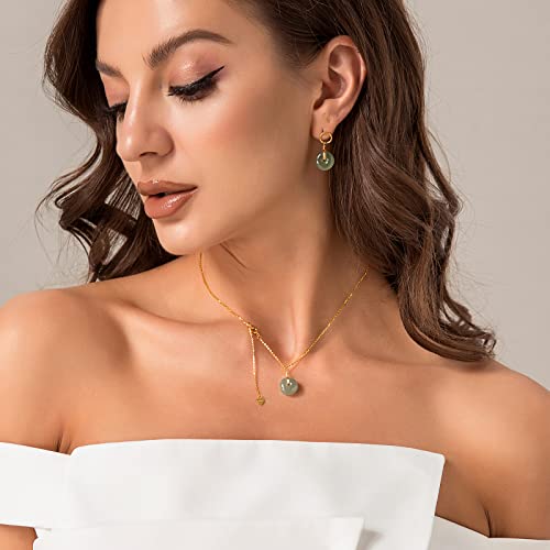 Daumier Jade Necklace 925 Sterling Silver 14K Gold Plated Jade Pendant Necklaces For Women Natural Green Hetian Jade Necklace Jewelry Gift For Women Girls #TOP2