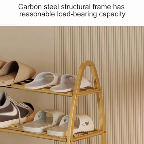 Gold Metal Schuhregal für kleine Räume, schmaler vertikaler Organizer Stand, Robuster Bogen Design Entryway-Speicherlösung, Modernes Dekorfreundlich