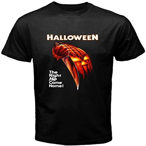 JiangF Halloween Movie Poster Michael Myers Men's Black T-Shirt Black Man t Shirt Black M