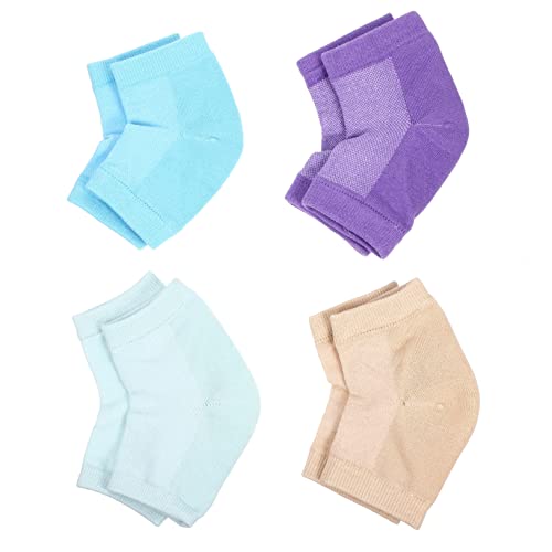 FOYTOKI Polyester Cotton Anti-Slip Heel Socks 4 Pairs Spa Lotion Gel Dry Cracked Heel Care