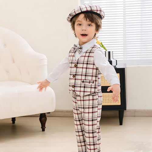 Image of Baby Boys' 4-Piece Vest Set with Dress Shirt, Vest, Pants, and Tie