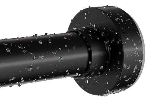 Image of Black Shower Curtain Rod 34-82 Inches(2.8-6.8ft) Never Rust Adjustable Shower Rod Spring Tension Non Slip No Drilling Shower Rods for Bathroom Garland Window