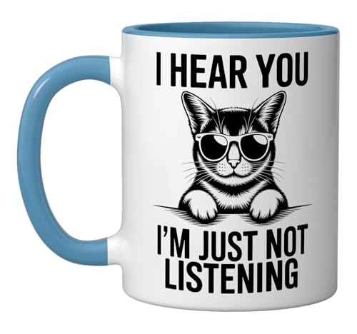 Abyssinian Cat Funny Abyssinian Ceramic Mug, Blue/White