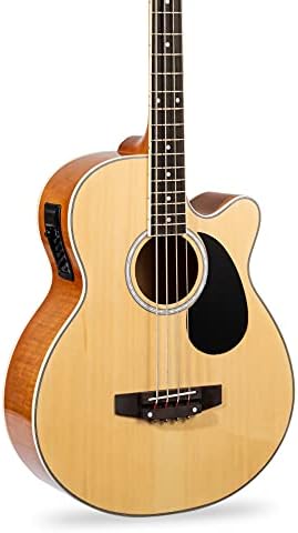 Best Choice Products Acoustic Electric Bass Guitar - Full Size, 4 String, Fretted Bass Guitar - Natural